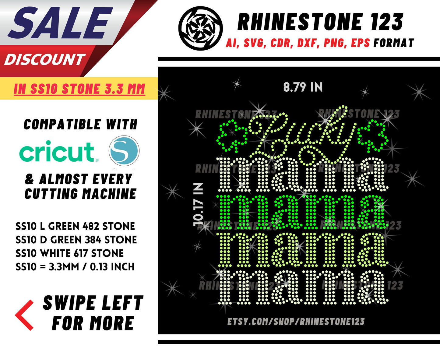 St Patricks Day Lucky Mama Tiled Rhinestone Template, cricut, silhouette, Rhinestone SVG, Rhinestone File for SS10, PNG, AI, cdr, dxf, eps