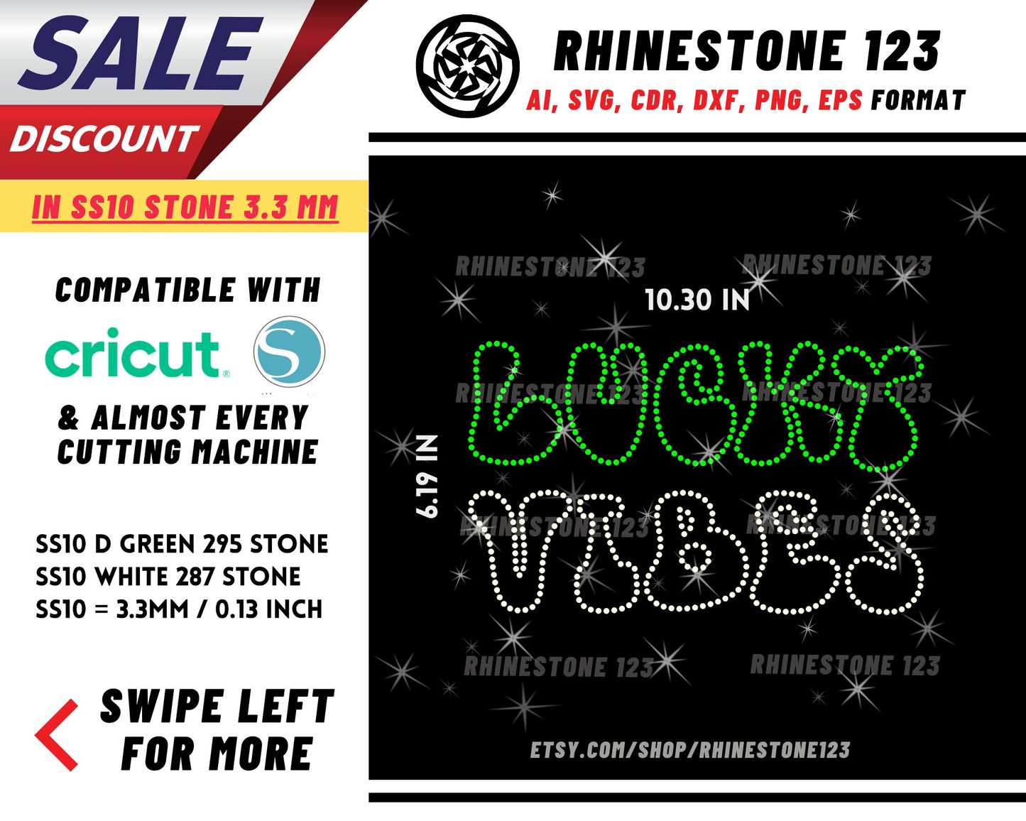 Lucky Vibes St Patricks Day Rhinestone Template, cricut, silhouette, Rhinestone SVG, Rhinestone File for SS10, PNG, AI, cdr, dxf, eps