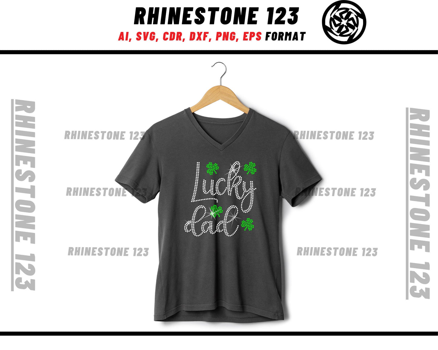 St Patricks Day Lucky Dad Rhinestone Template, Rhinestone SVG, cricut, silhouette, Rhinestone File for SS10, PNG, AI, cdr, dxf, eps