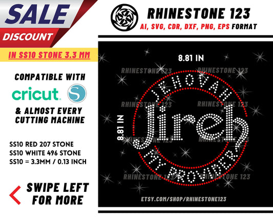 Jehovah Jireh My Provider Rhinestone Template, Rhinestone File for SS10, Rhinestone SVG, cricut, silhouette, PNG, AI, cdr, dxf, eps