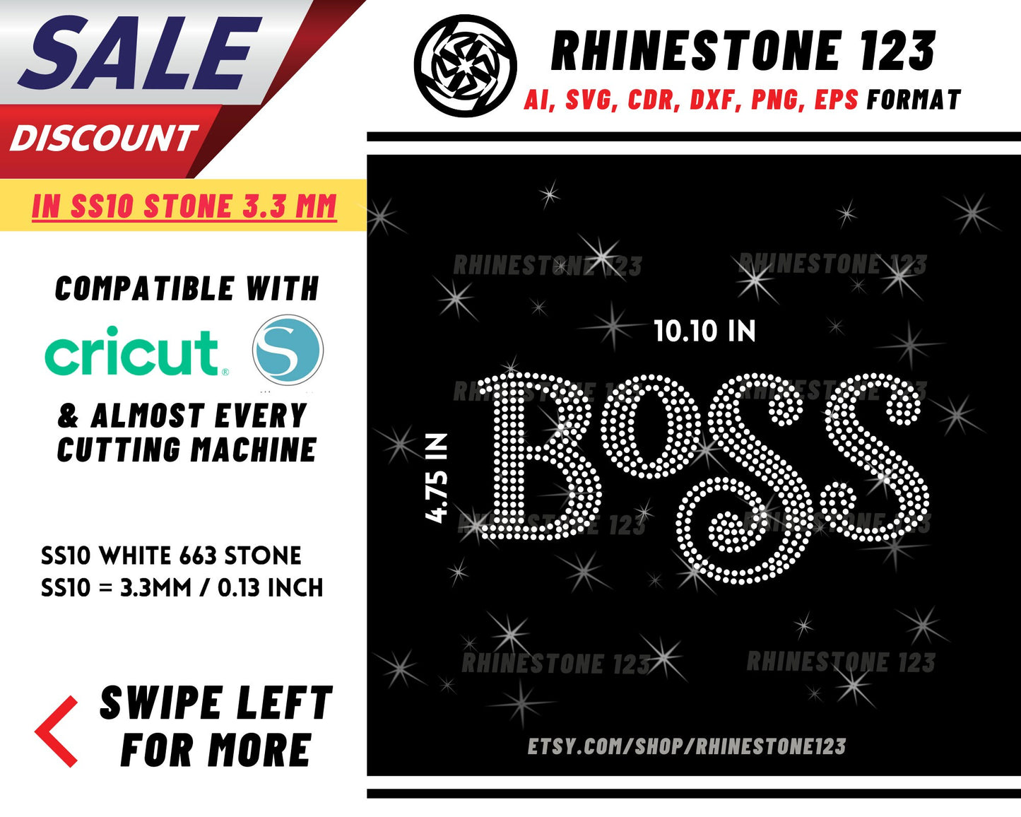 Boss Rhinestone Template, cricut, silhouette, Rhinestone SVG, Rhinestone File for SS10, PNG, AI, cdr, dxf, eps