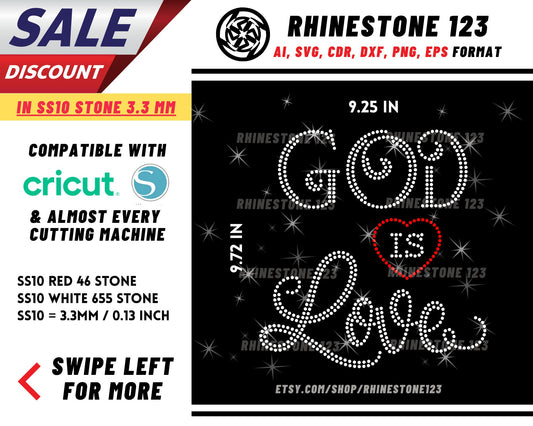 God is Love Rhinestone Template for Cricut rhinestone template material rhinestone SS10 Instant Download File svg eps png dxf ai cdr