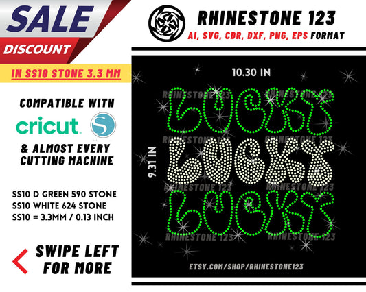 St Patricks Day Lucky Tiled Rhinestone Template, Rhinestone SVG, cricut, silhouette, Rhinestone File for SS10, PNG, AI, cdr, dxf, eps