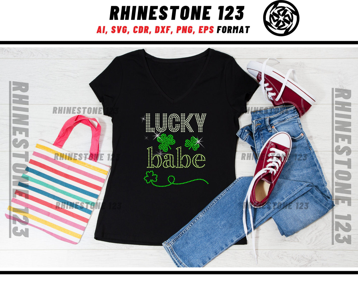 St Patricks Day Lucky Babe Rhinestone Template, Rhinestone SVG, cricut, silhouette, Rhinestone File for SS10, PNG, AI, cdr, dxf, eps