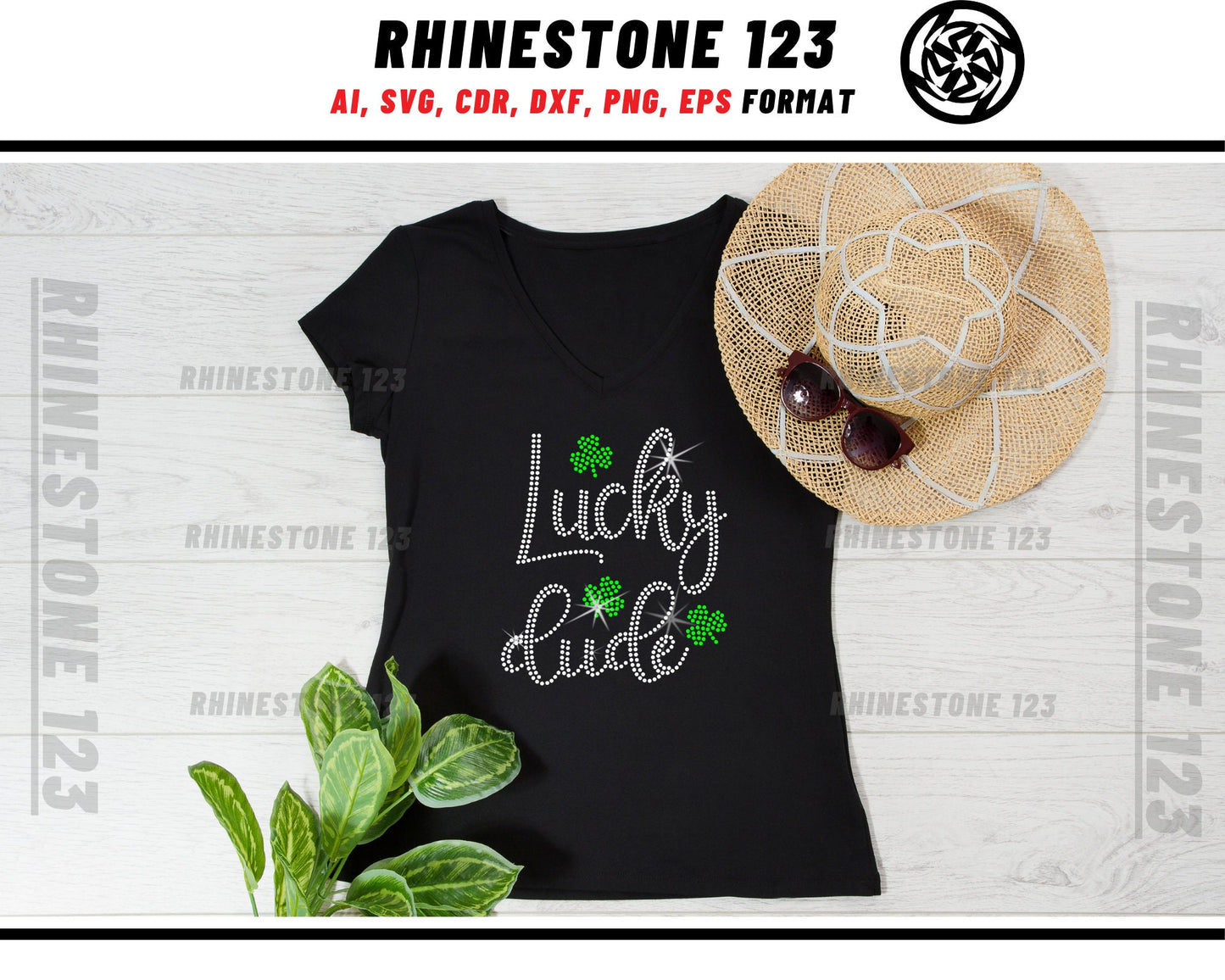 St Patricks Day Lucky Dude Rhinestone Template, Rhinestone SVG, cricut, silhouette, Rhinestone File for SS10, PNG, AI, cdr, dxf, eps