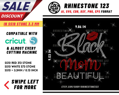 Black Mom Beautiful Rhinestone Template for Cricut rhinestone template material rhinestone SS10 Instant Download File svg eps png dxf ai cdr