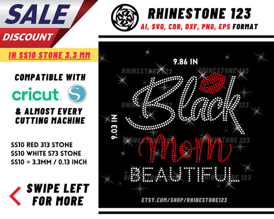 Black Mom Beautiful Rhinestone Template for Cricut rhinestone template material rhinestone SS10 Instant Download File svg eps png dxf ai cdr