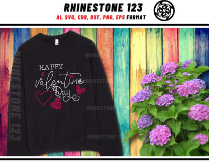 Happy Valentines Day Rhinestone Template, Rhinestone File for SS10, Rhinestone SVG, cricut, silhouette, PNG, AI, cdr, dxf, eps