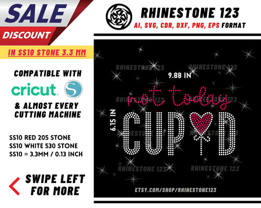 Not Today Cupid Rhinestone Template, Rhinestone SVG, cricut, silhouette, Rhinestone File for SS10, PNG, AI, cdr, dxf, eps