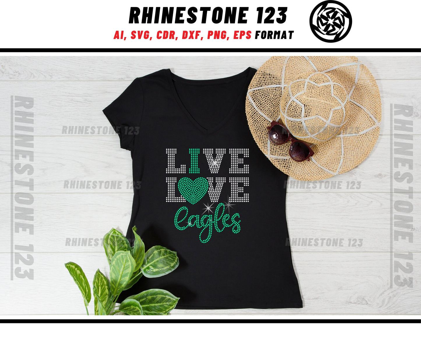 Live Love Eagles Rhinestone Template for Cricut rhinestone template material rhinestone SS10 Instant Download File svg eps png dxf ai cdr