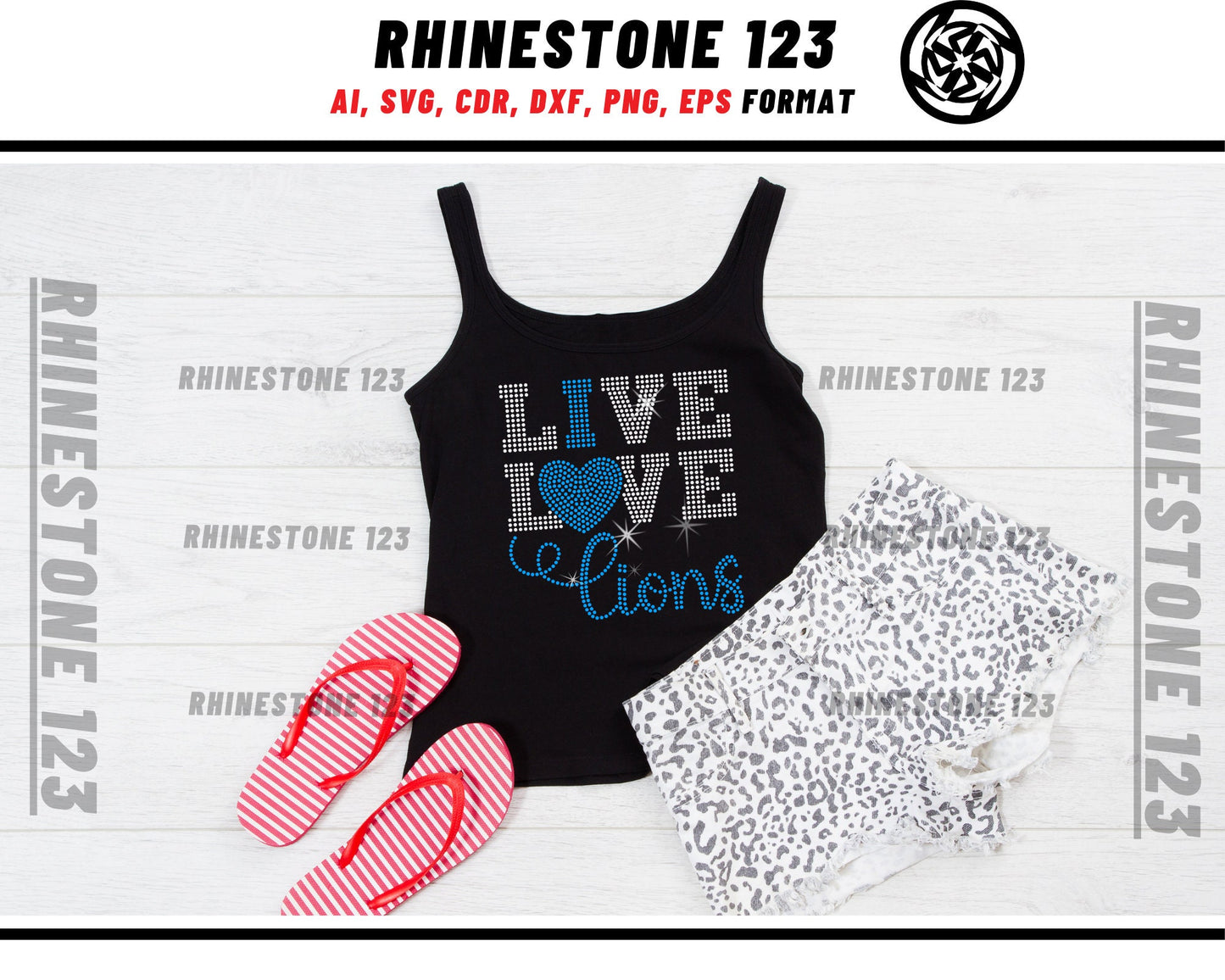 Live Love Lions Rhinestone Template, cricut, silhouette, Rhinestone SVG, Rhinestone File for SS10, PNG, AI, cdr, dxf, eps