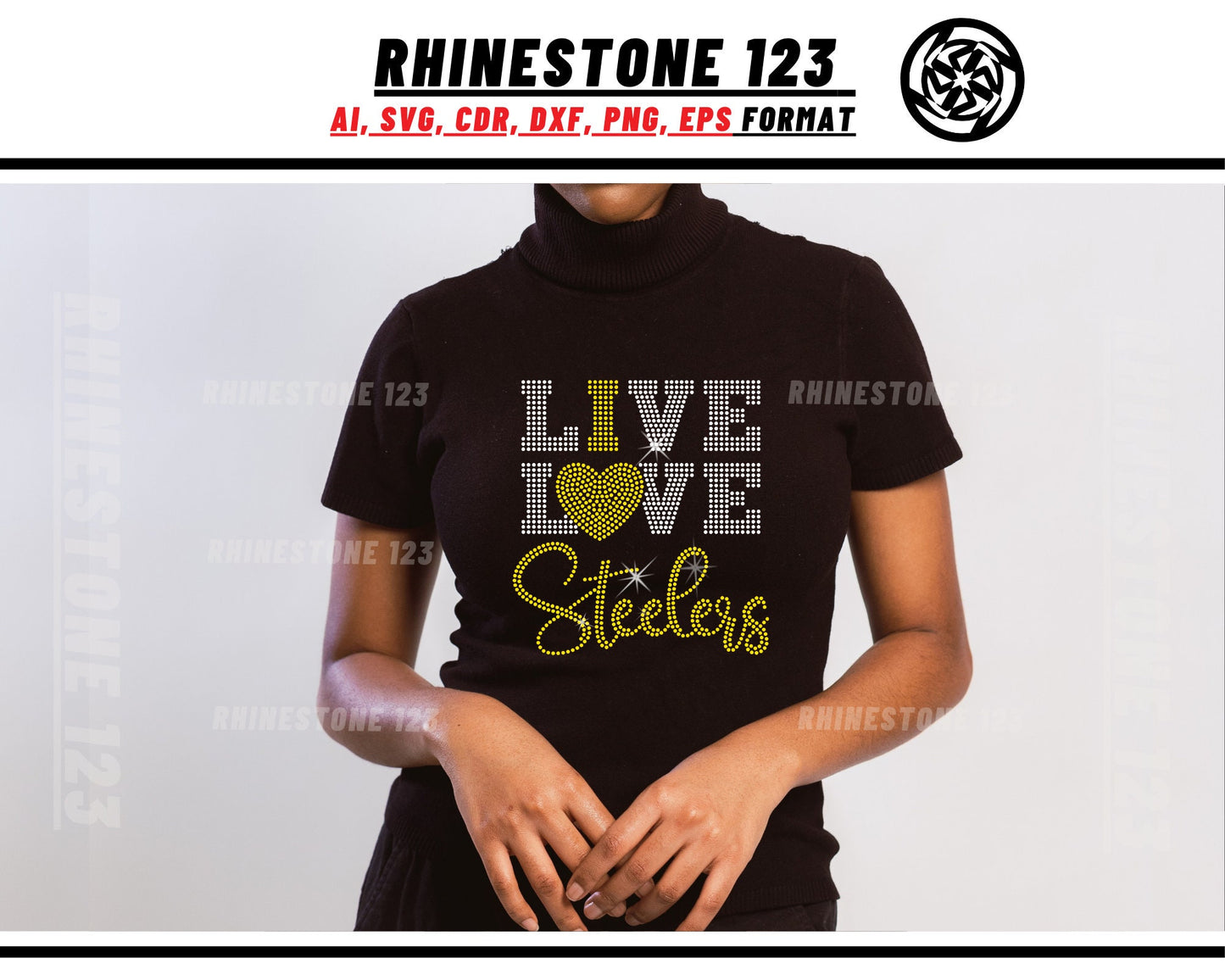 Live Love Steelers Rhinestone Template, cricut, silhouette, Rhinestone SVG, Rhinestone File for SS10, PNG, AI, cdr, dxf, eps