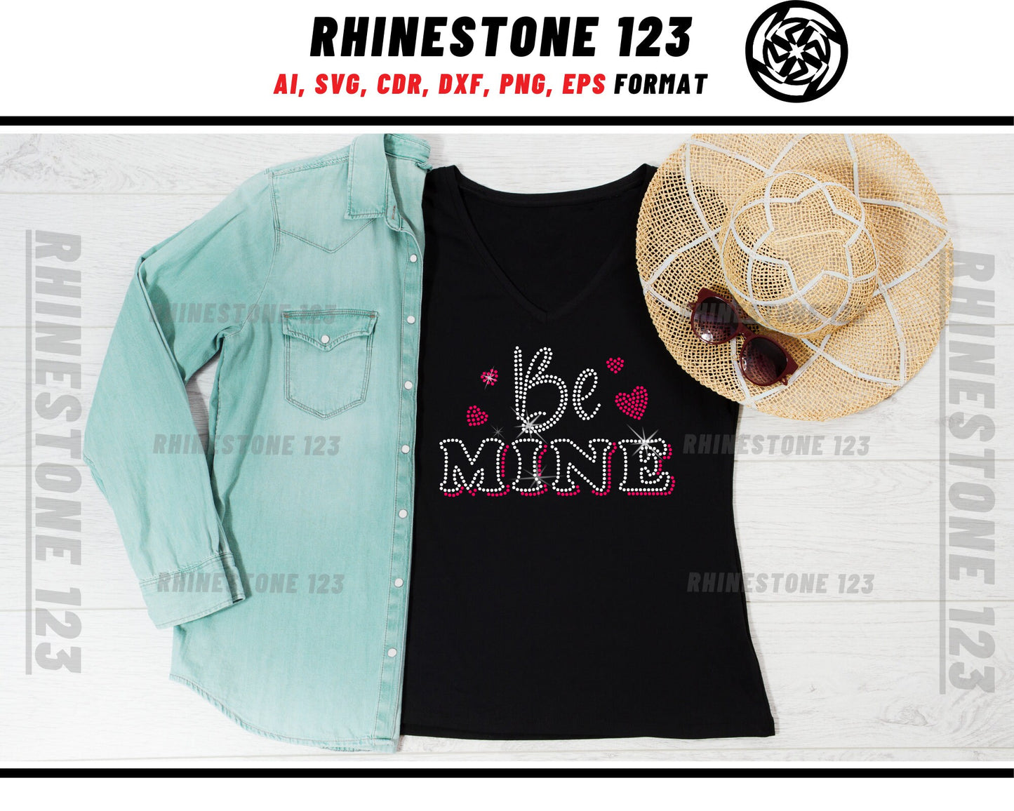 Be Mine Rhinestone Template, Rhinestone File for SS10, Rhinestone SVG, cricut, silhouette, PNG, AI, cdr, dxf, eps