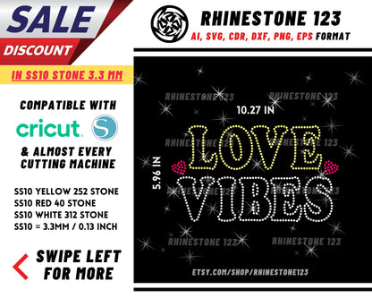 Love Vibes Rhinestone Template for Cricut rhinestone template material rhinestone SS10 Instant Download File svg eps png dxf ai cdr