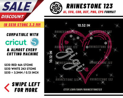 Loved With Heart Gigi Rhinestone Template, cricut, silhouette, Rhinestone SVG, Rhinestone File for SS10, PNG, AI, cdr, dxf, eps