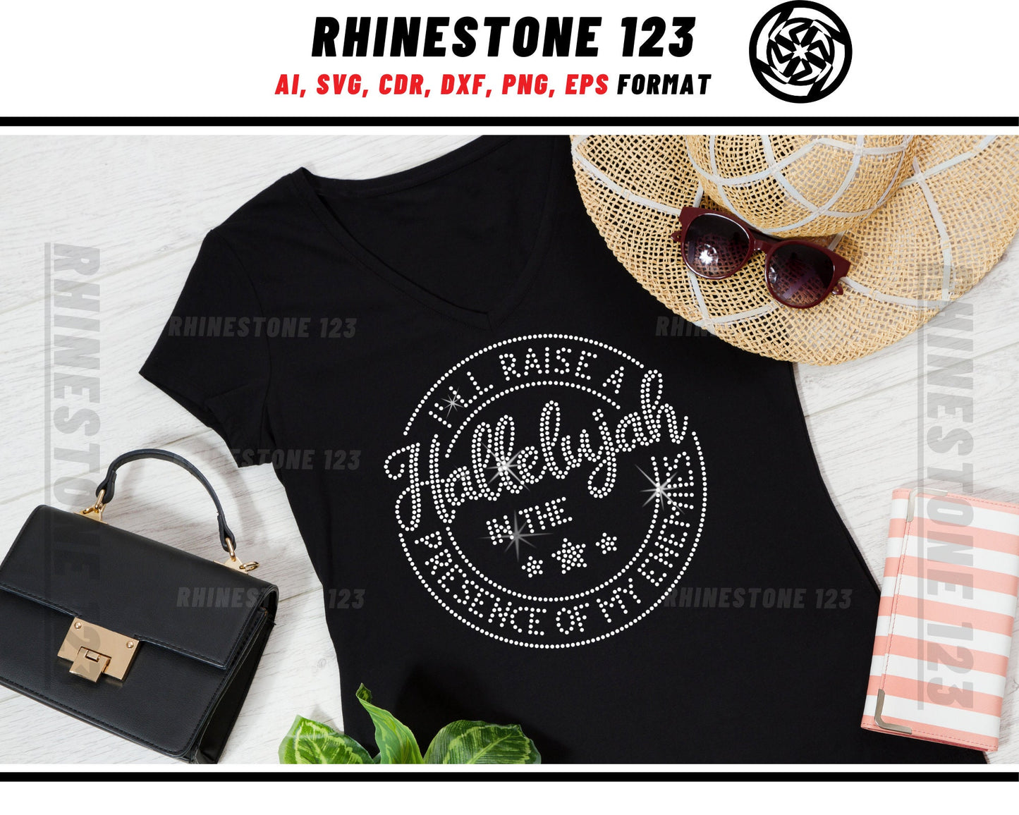 I'll Raise A Hallelujah Rhinestone Template, Rhinestone File for SS10, Rhinestone SVG, cricut, silhouette, PNG, AI, cdr, dxf, eps