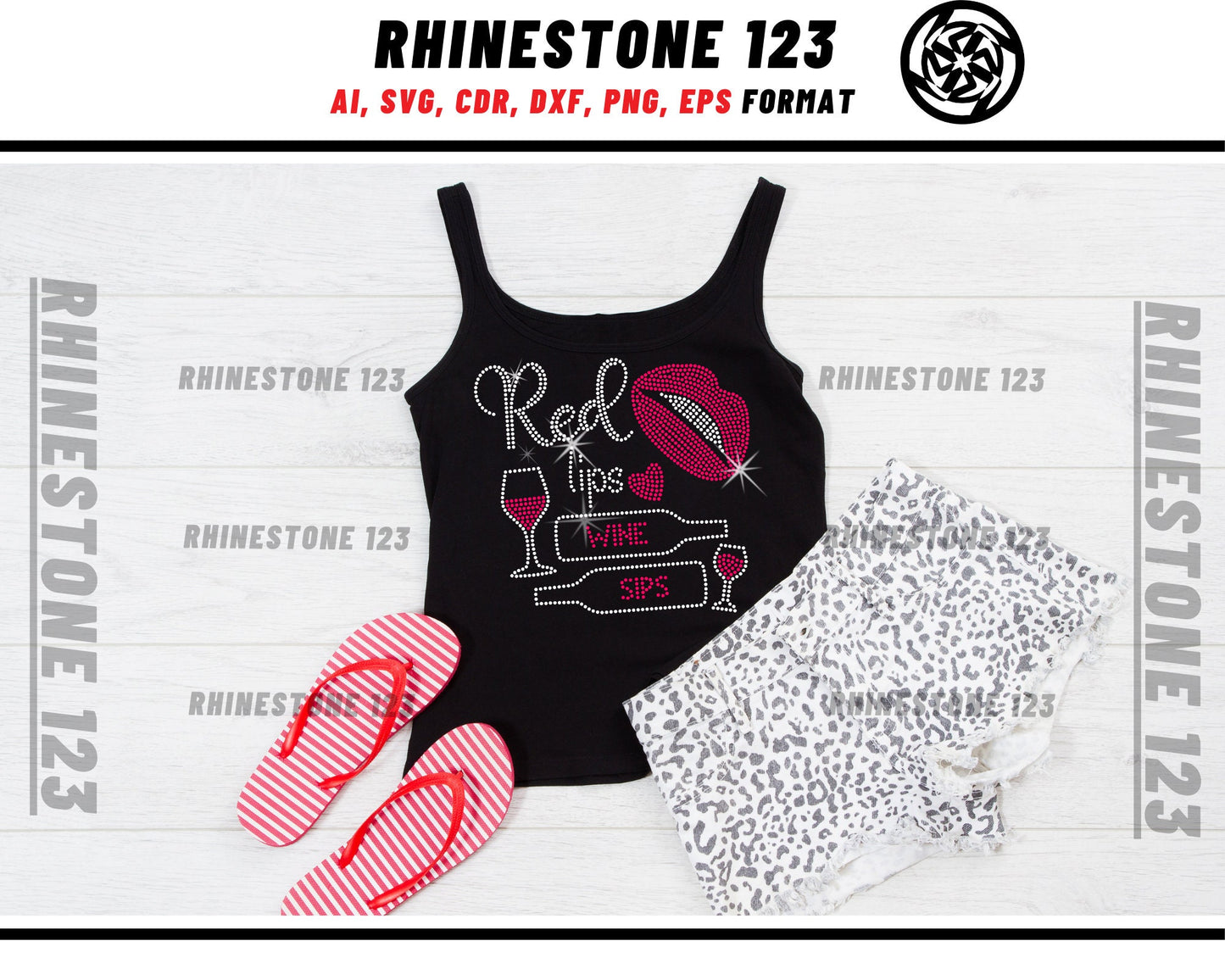 Red Lips Wine Sips Rhinestone Template, cricut, silhouette, Rhinestone SVG, Rhinestone File for SS10, PNG, AI, cdr, dxf, eps