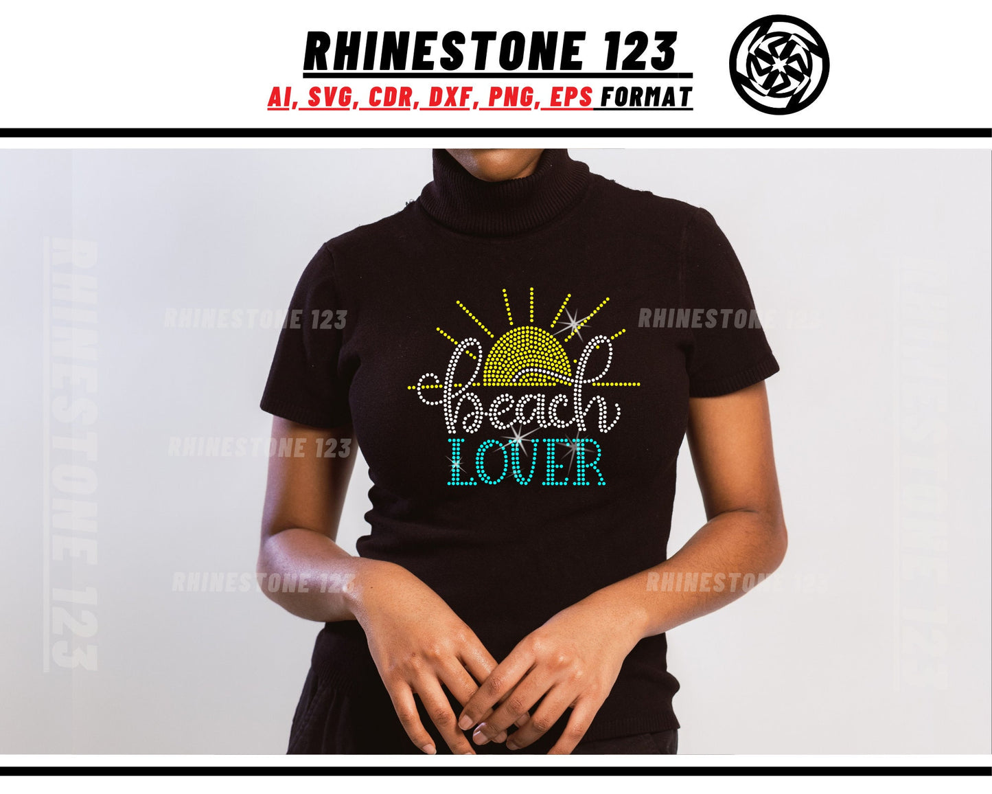 Beach Lover Rhinestone Template, Rhinestone File for SS10, Rhinestone SVG, cricut, silhouette, PNG, AI, cdr, dxf, eps