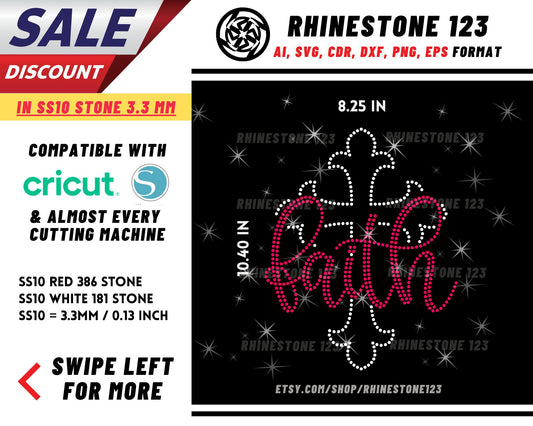 Faith Christ Cross Rhinestone Template for Cricut rhinestone template material rhinestone SS10 Instant Download File svg eps png dxf ai cdr