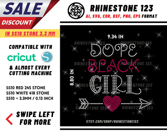 Dope Black Girl Rhinestone Template, Rhinestone File for SS10, Rhinestone SVG, cricut, silhouette, PNG, AI, cdr, dxf, eps