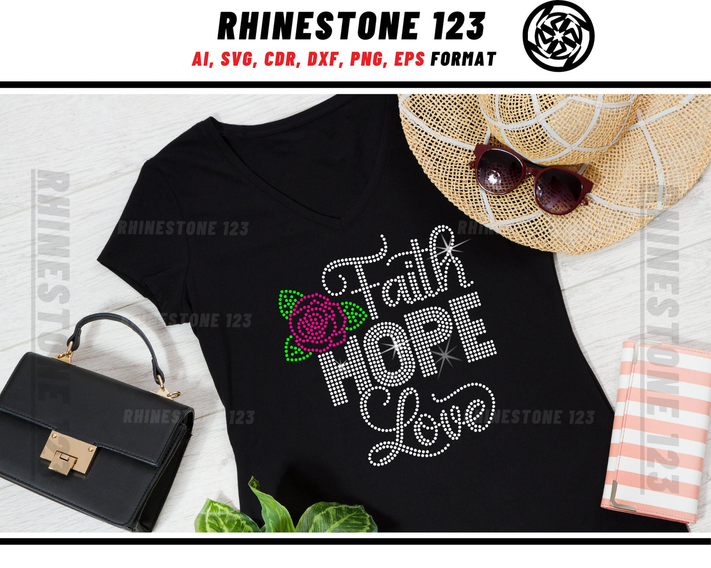 Faith Hope Love Rhinestone Template for Cricut rhinestone template material rhinestone SS10 Instant Download File svg eps png dxf ai cdr