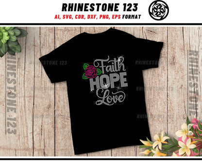 Faith Hope Love Rhinestone Template for Cricut rhinestone template material rhinestone SS10 Instant Download File svg eps png dxf ai cdr