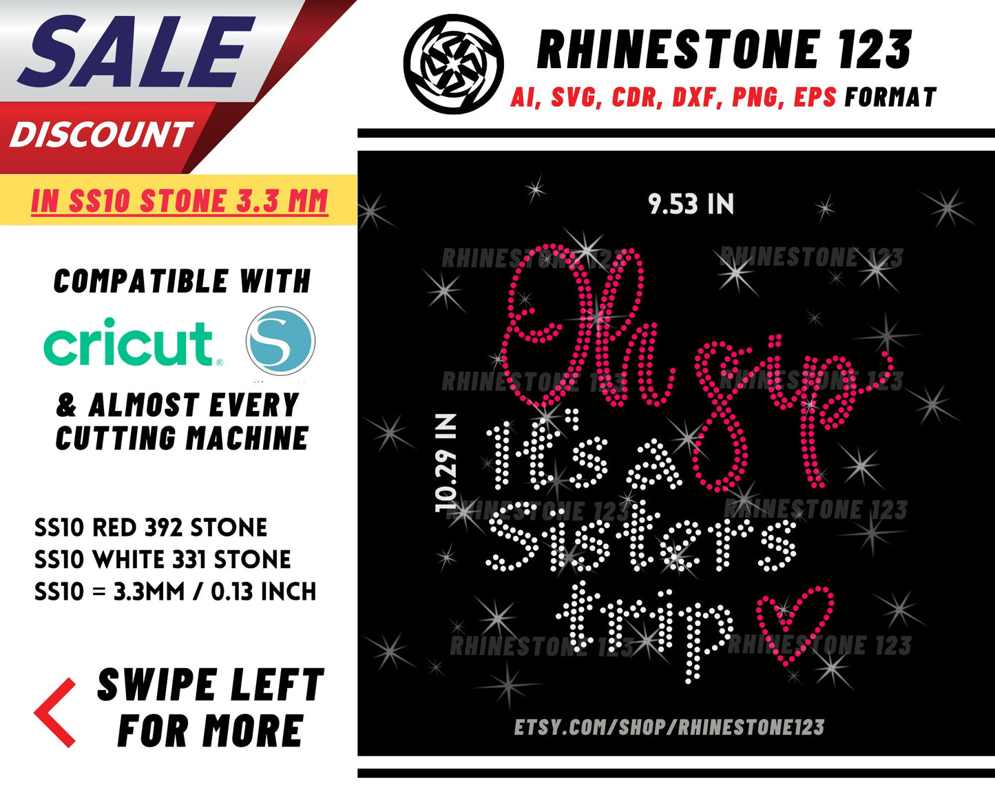 Oh Sip Its A Sisters Trip Rhinestone Template, Rhinestone File for SS10, Rhinestone SVG, cricut, silhouette, PNG, AI, cdr, dxf, eps