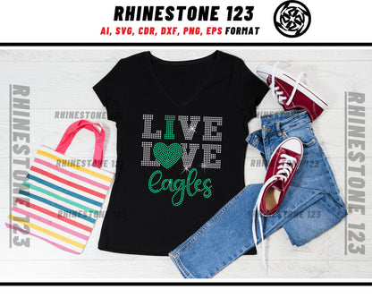 Live Love Eagles Rhinestone Template for Cricut rhinestone template material rhinestone SS10 Instant Download File svg eps png dxf ai cdr