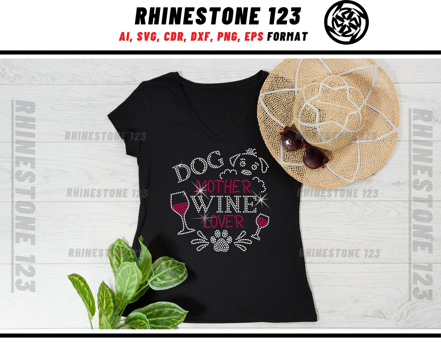 Dog Mother Wine Lover Rhinestone Template for Cricut rhinestone template material rhinestone SS10 Instant Download File svg eps png dxf cdr