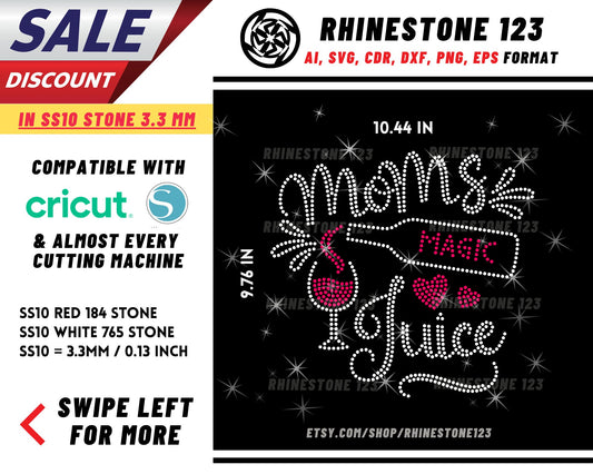 Moms Magic Juice Rhinestone Template, cricut, silhouette, Rhinestone SVG, Rhinestone File for SS10, PNG, AI, cdr, dxf, eps