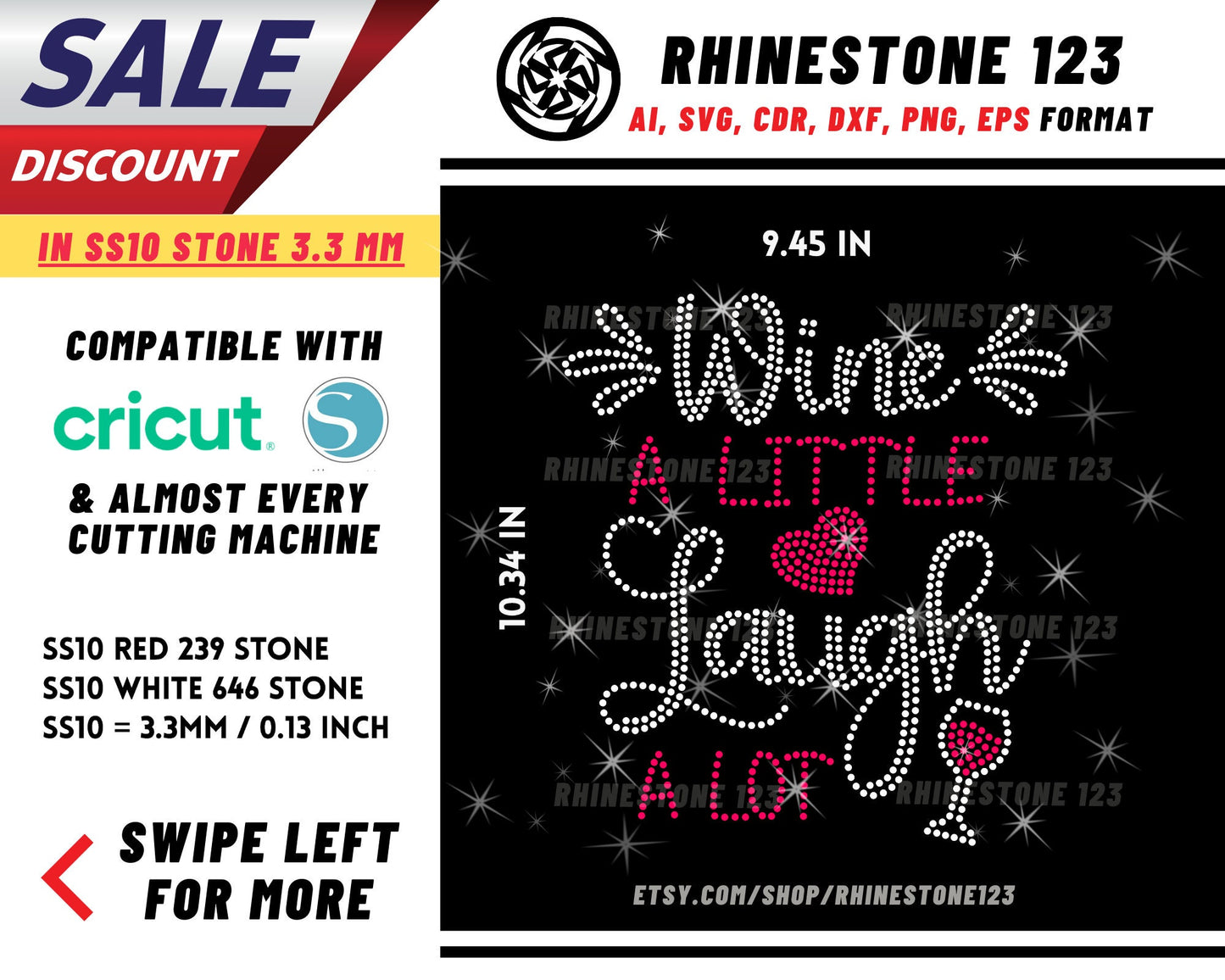 Wine a Little Laugh A Lot Rhinestone Template, Rhinestone File for SS10, Rhinestone SVG, cricut, silhouette, PNG, AI, cdr, dxf, eps