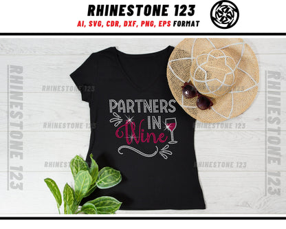 Partners In Wine Rhinestone Template for Cricut rhinestone template material rhinestone SS10 Instant Download File svg eps png dxf ai cdr