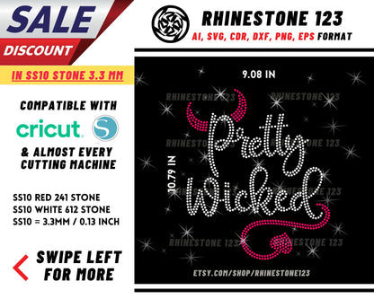 Pretty Wicked Rhinestone Template for Cricut rhinestone template material rhinestone SS10 Instant Download File svg eps png dxf ai cdr