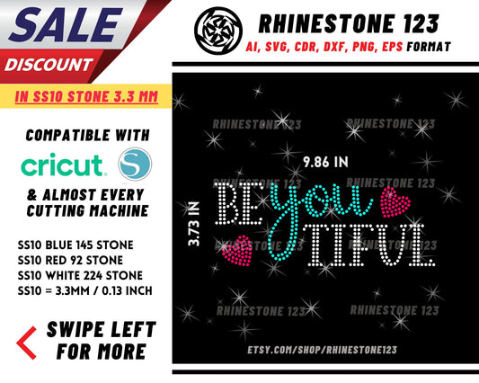 Beyoutiful Beautiful Rhinestone Template for Cricut rhinestone template material rhinestone SS10 Instant Download File svg eps png dxf cdr