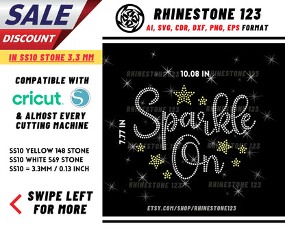 Sparkle On Rhinestone Template, Rhinestone File for SS10, Rhinestone SVG, cricut, silhouette, PNG, AI, cdr, dxf, eps