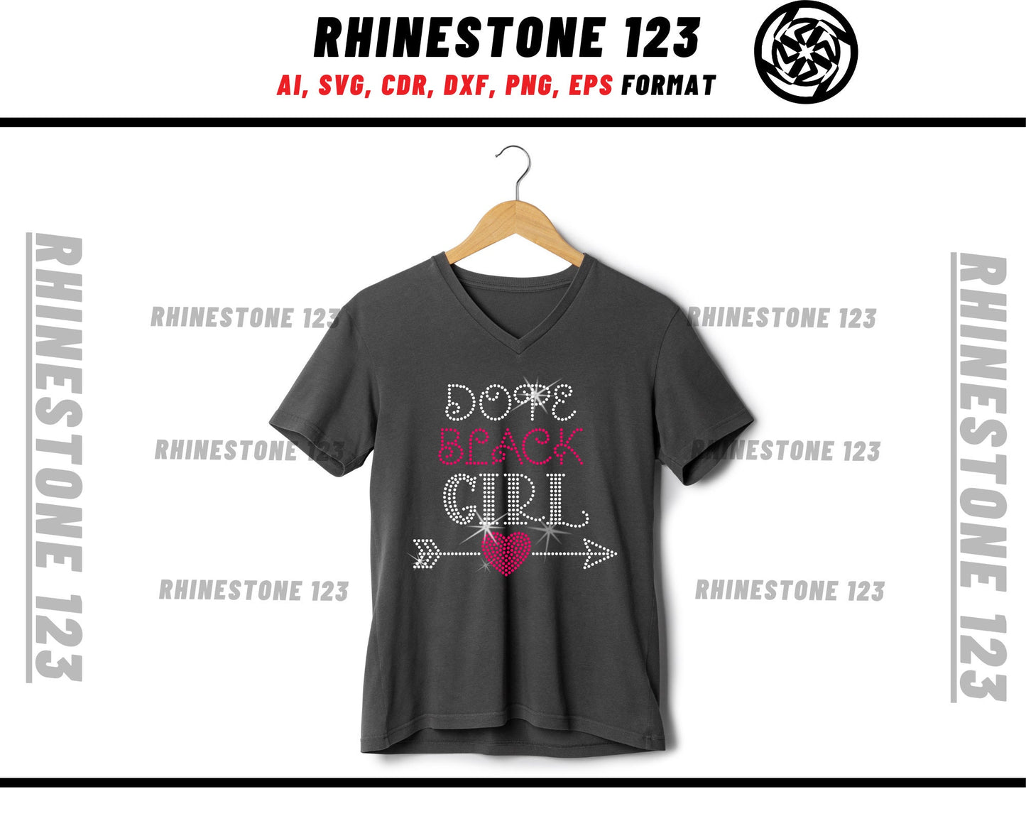 Dope Black Girl Rhinestone Template, Rhinestone File for SS10, Rhinestone SVG, cricut, silhouette, PNG, AI, cdr, dxf, eps