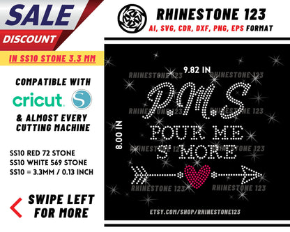 PMS Pour Me Some More Rhinestone Template for Cricut rhinestone template material rhinestone SS10 Instant Download File svg eps png dxf ai