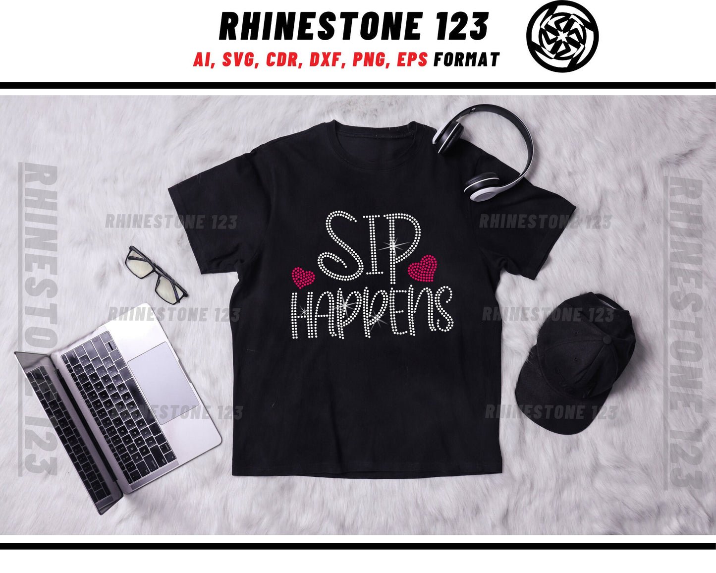 Sip Happens Rhinestone Template for Cricut rhinestone template material rhinestone SS10 Instant Download File svg eps png dxf ai cdr