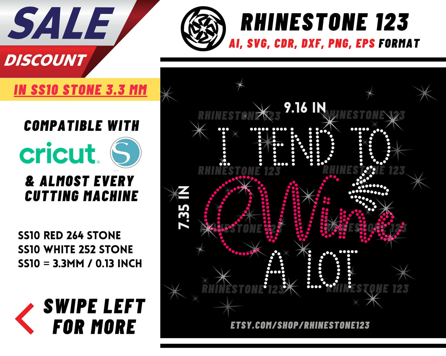 I Tend To Wine Alot Rhinestone Template for Cricut rhinestone template material rhinestone SS10 Instant Download File svg eps png dxf ai cdr