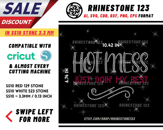 Hotmess Just Doing My Best Rhinestone Template, Rhinestone File for SS10, Rhinestone SVG, cricut, silhouette, PNG, AI, cdr, dxf, eps