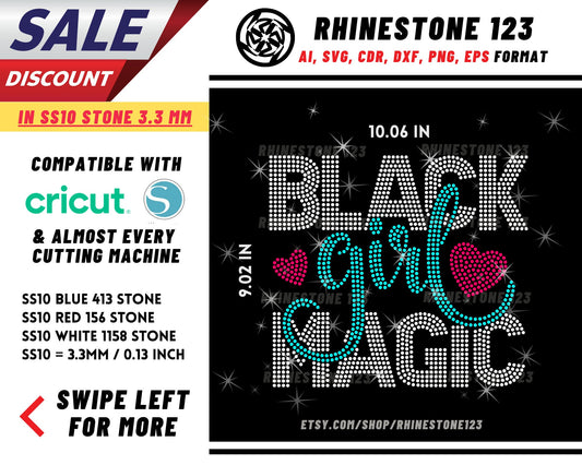 Black Girl Magic Rhinestone Template for Cricut rhinestone template material rhinestone SS10 Instant Download File svg eps png dxf ai cdr