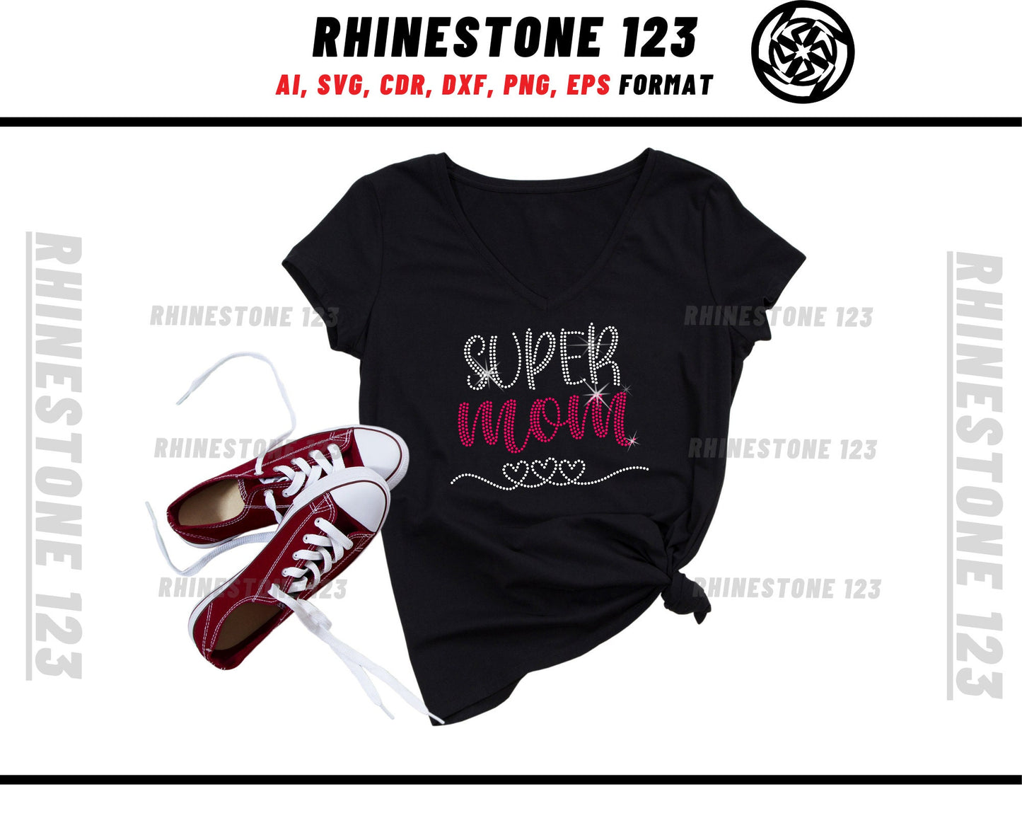 Super Mom Rhinestone Template, cricut, silhouette, Rhinestone SVG, Rhinestone File for SS10, PNG, AI, cdr, dxf, eps