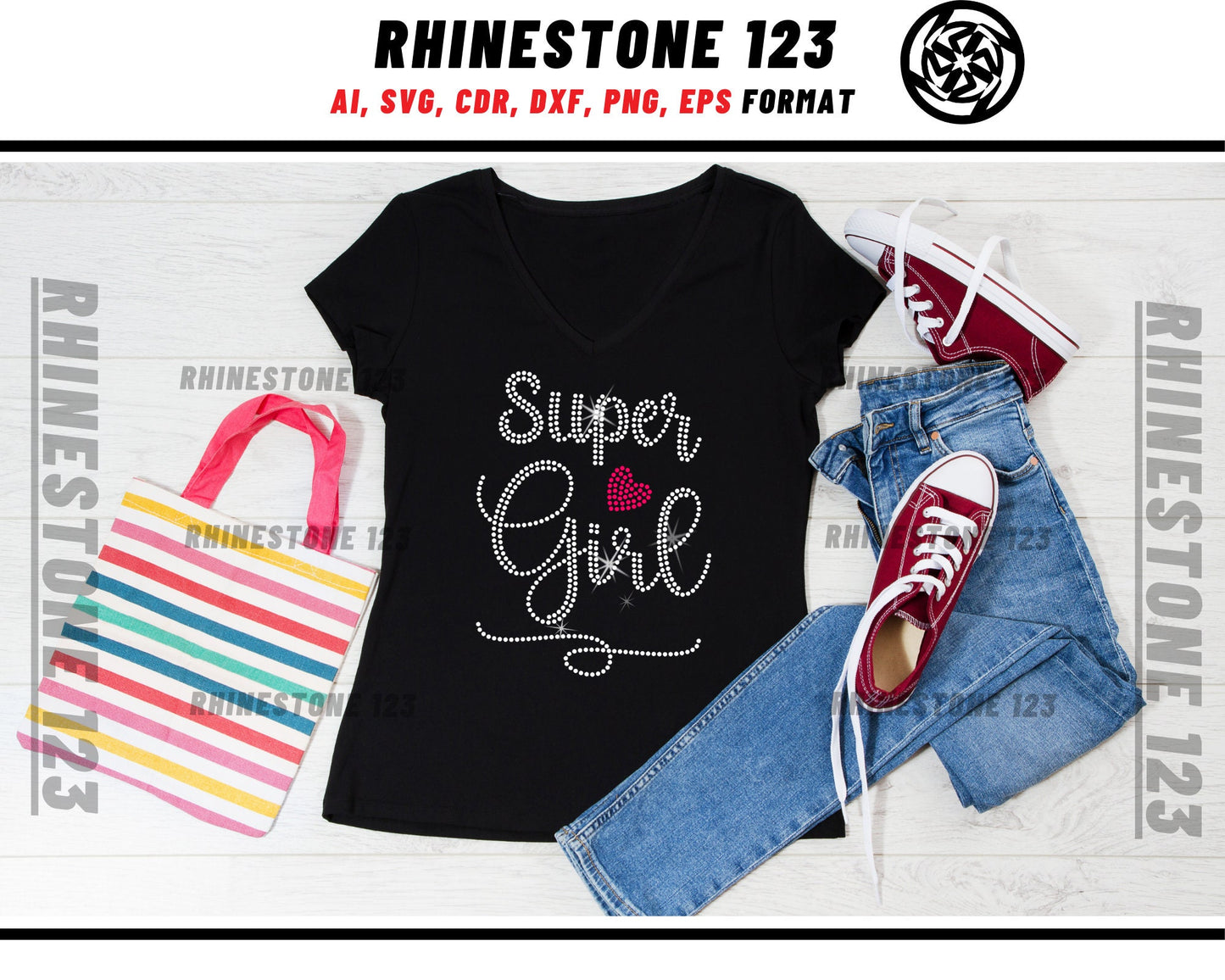 Super Girl Rhinestone Template, cricut, silhouette, Rhinestone SVG, Rhinestone File for SS10, PNG, AI, cdr, dxf, eps