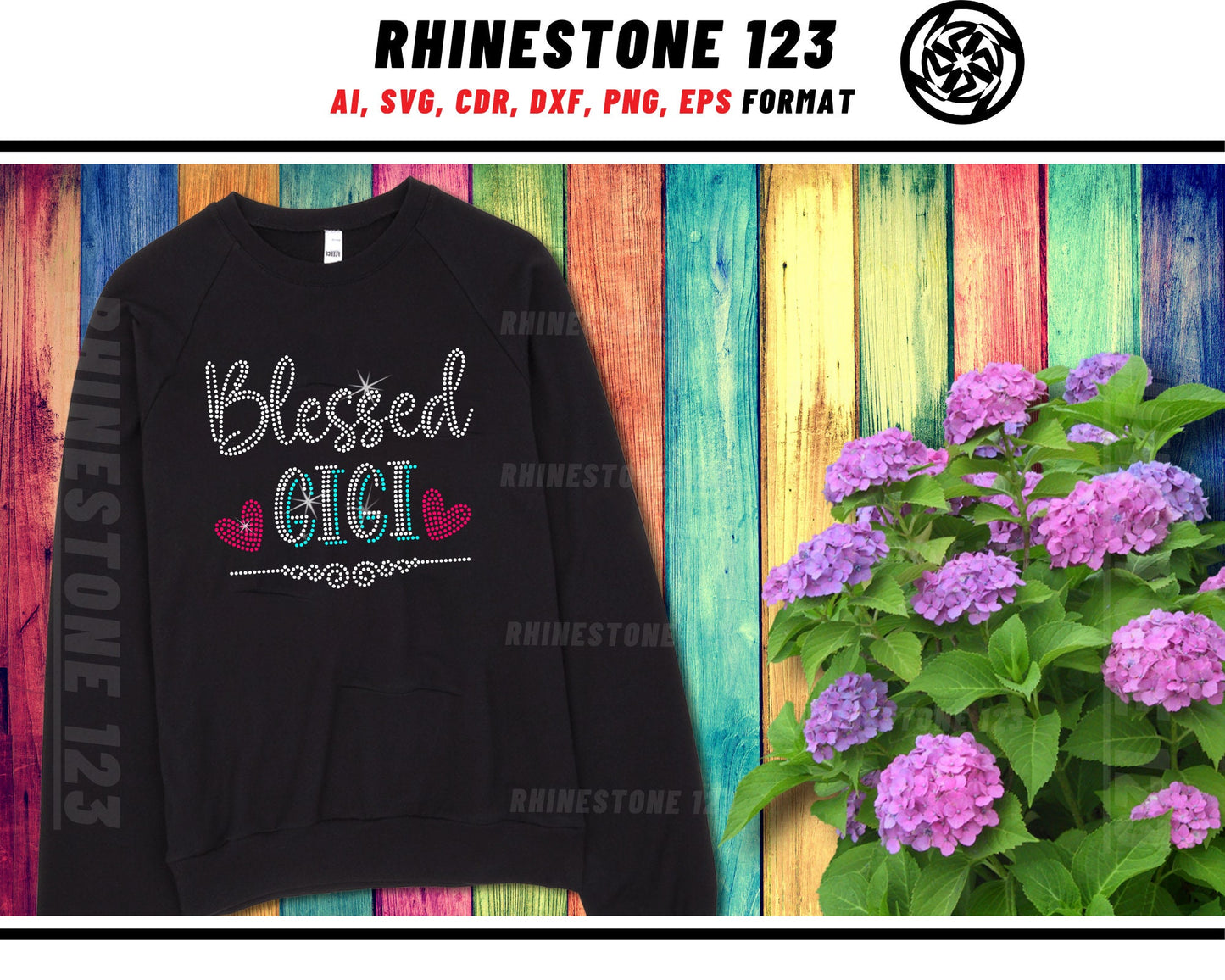 Blessed Gigi Rhinestone Template, Rhinestone SVG, cricut, silhouette, Rhinestone File for SS10, PNG, AI, cdr, dxf, eps