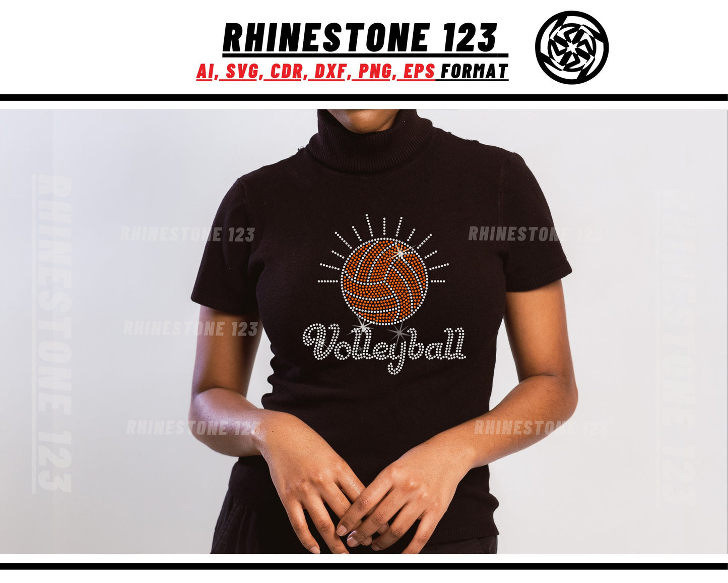 Volleyball Rhinestone Template, Rhinestone File for SS10, Rhinestone SVG, cricut, silhouette, PNG, AI, cdr, dxf, eps