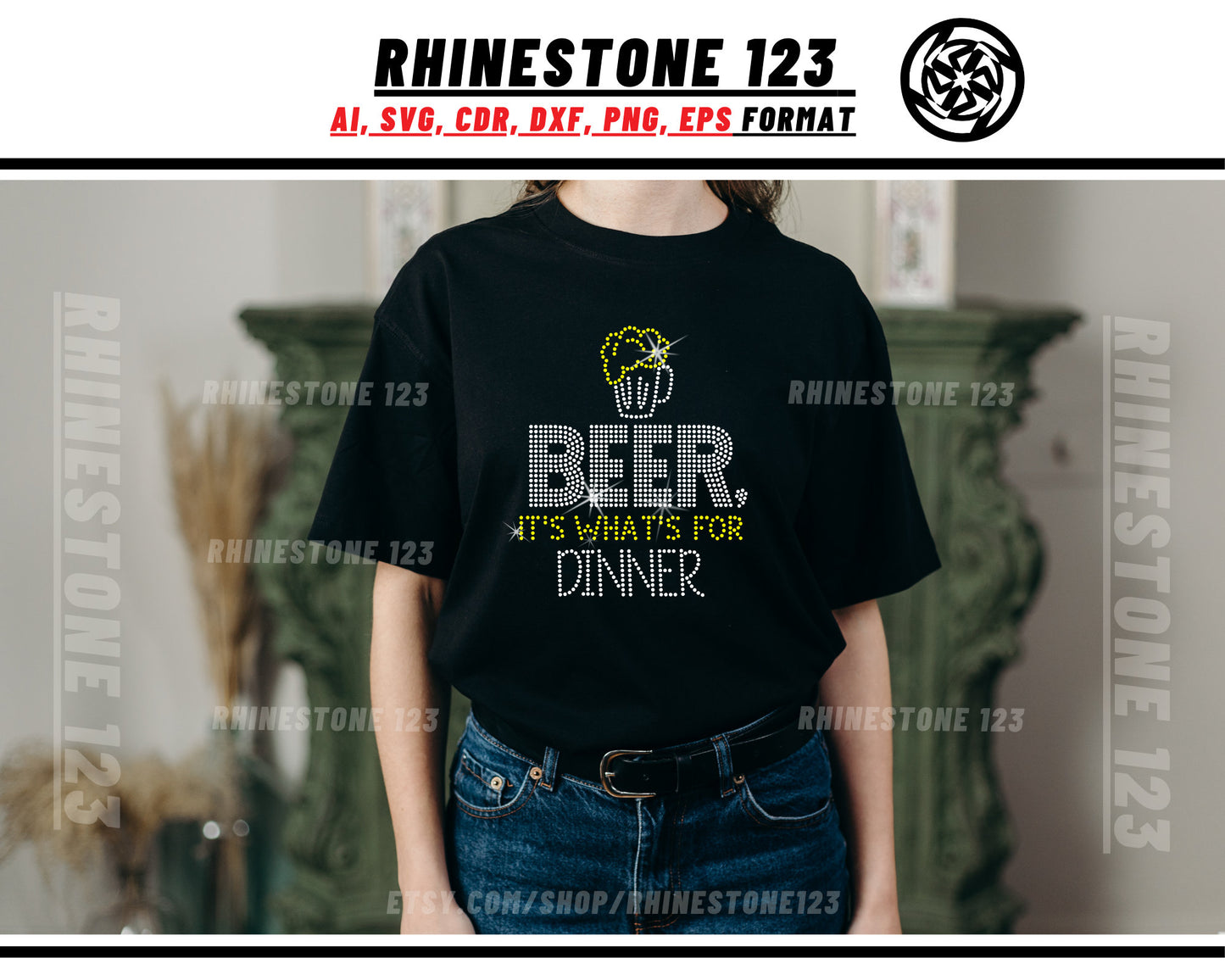 Beer, its What's For Dinner Rhinestone Template, cricut, silhouette, Rhinestone SVG, Rhinestone File for SS10, PNG, AI, cdr, dxf, eps