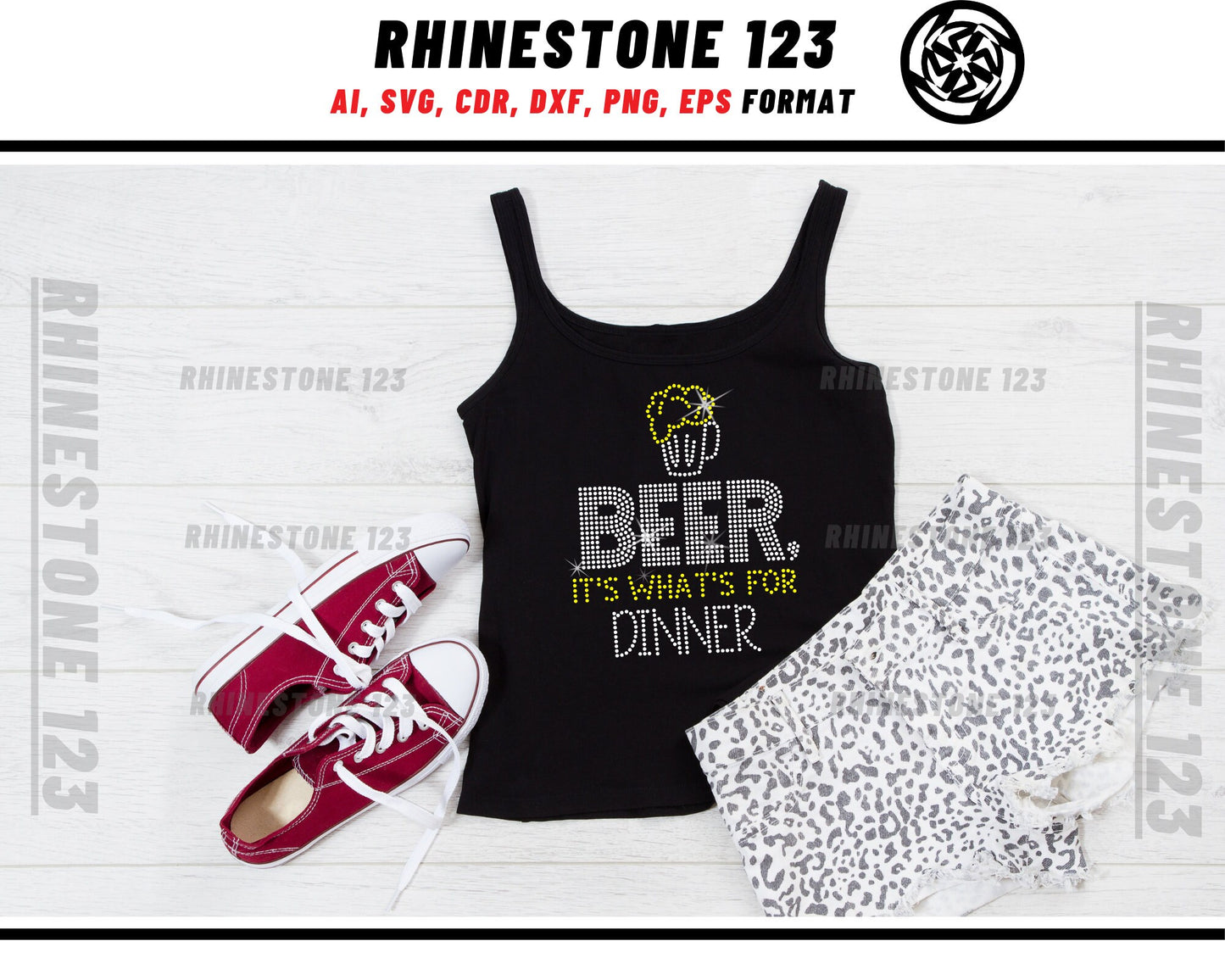 Beer, its What's For Dinner Rhinestone Template, cricut, silhouette, Rhinestone SVG, Rhinestone File for SS10, PNG, AI, cdr, dxf, eps