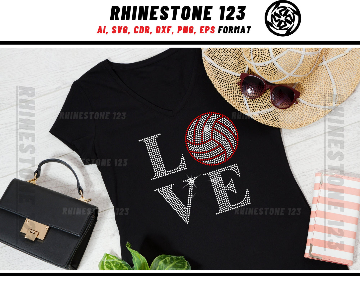 Love Volleyball Rhinestone Template, Rhinestone File for SS10, Rhinestone SVG, cricut, silhouette, PNG, AI, cdr, dxf, eps