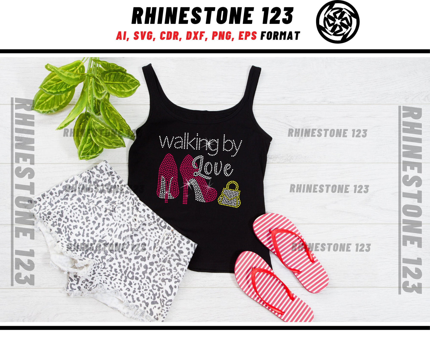 Walking by Love Rhinestone Template, Rhinestone File for SS10, Rhinestone SVG, cricut, silhouette, PNG, AI, cdr, dxf, eps