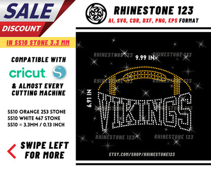 Vikings Football Rhinestone Template, Rhinestone SVG, cricut, silhouette, Rhinestone File for SS10, PNG, AI, cdr, dxf, eps